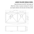 Logmey 36''x 20'' Apron Front Farmhouse Double Bowl Kitchen Sink