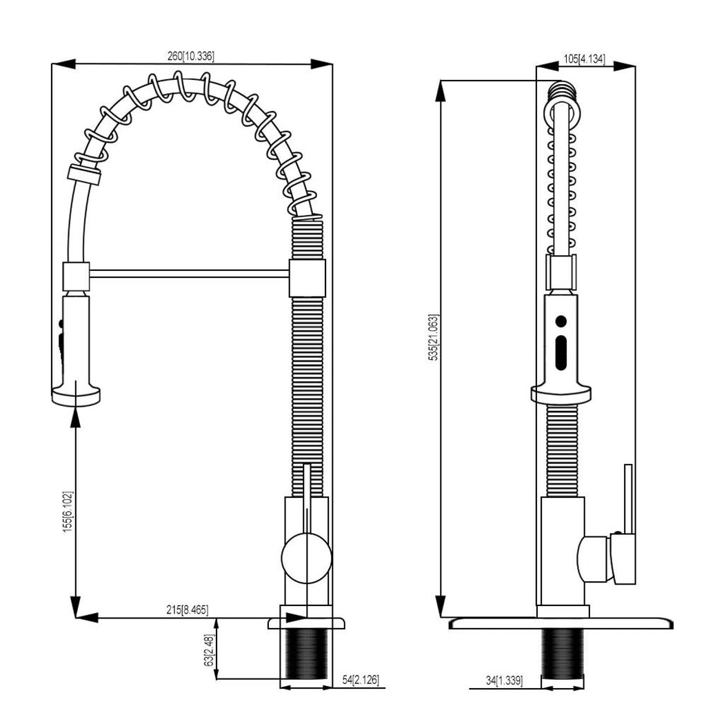 Logmey Pull-Down Kitchen Faucet - Single Handle - Brushed Nickel Metal