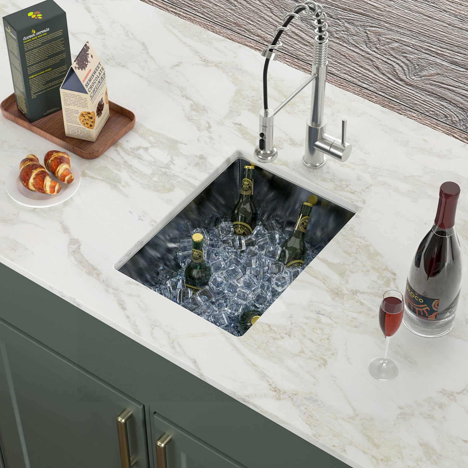 Logmey 15x20 Inch Undermount Single Bowl Stainless Steel Bar Sink
