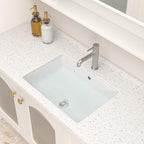 Logmey 20''x14'' Bathroom Sink - Undermount Rectangular Vessel Single Bowl - White Porcelain Ceramic