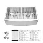 Logmey 36 In Farmhouse Apron Front Sink,50/50 Doub