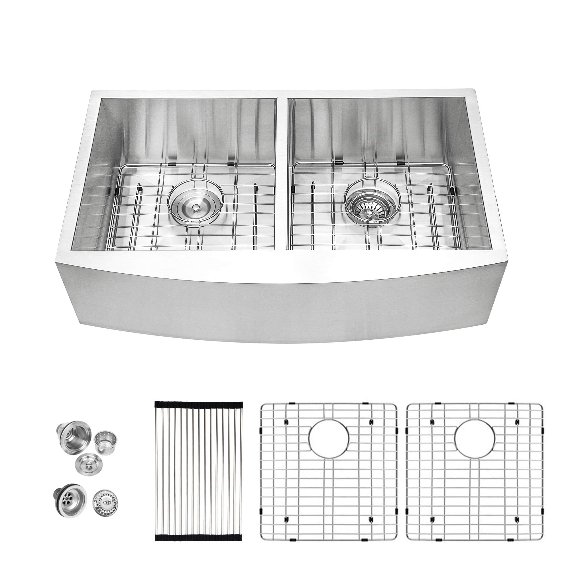 Logmey 36 In Farmhouse Apron Front Sink,50/50 Doub