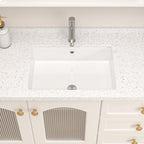 Logmey 20''x14'' Bathroom Sink - Undermount Rectangular Vessel Single Bowl - White Porcelain Ceramic