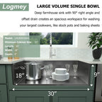 Logmey 30'' Kitchen Sink - Undermount Single Bowl - Gunmetal Black Stainless Steel