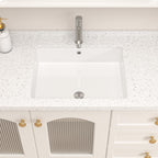 Logmey 20''x16'' Bathroom Sink - Undermount Rectangular Vessel Single Bowl - White Porcelain Ceramic