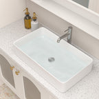 Logmey 24''x14'' Bathroom Sink - Rectangular Above Counter Vessel Single Bowl - White Porcelain Ceramic