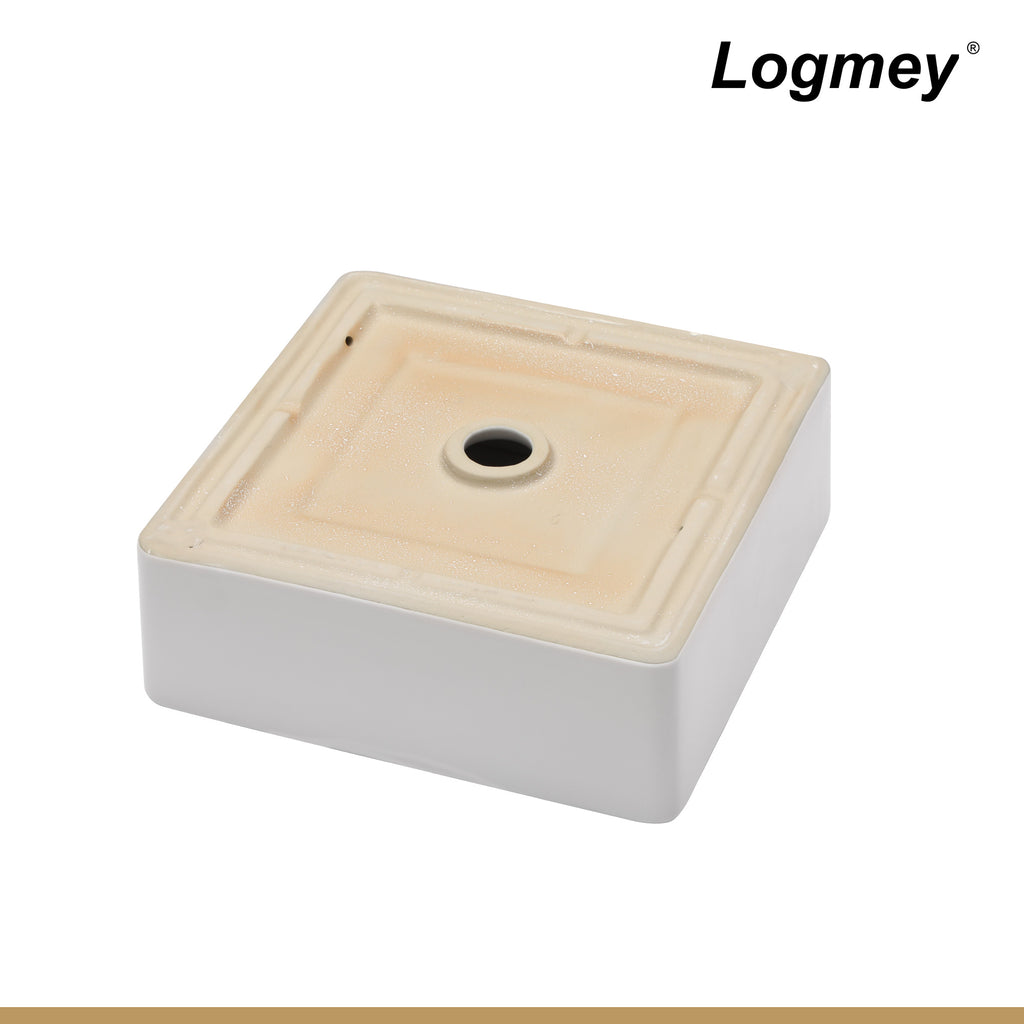 Logmey 15'' x 15'' Square Ceramic Bathroom Vessel Sink