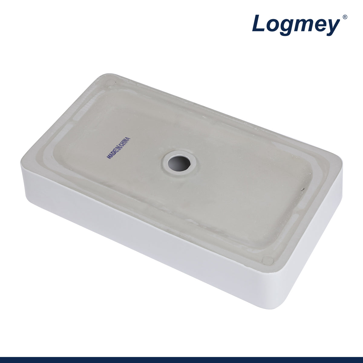 Logmey 24'' x 14''Rectangular Bathroom Vessel Sink - White Ceramic Above-Counter Vanity Art Basin