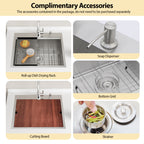 Logmey 25''x 22'' Drop-In Laundry Utility Workstation Sink