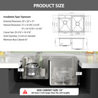Logmey 30x20 Heavy Duty 16G T304 Stainless Steel Drop-In Double Bowl Sink Combo