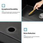Logmey 33x19 Seamless Black Quartz Culinary Workstation Kitchen Sink Combo