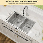 Logmey 30 Inch Low-Divide Workstation Undermount Kitchen Sink 50/50 Double Sink