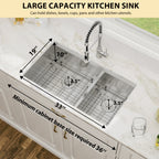 Logmey 33''x 19'' Undermount 16 Gauge Stainless Steel Workstation Double Bowl Kitchen Sink -50/50 Low-Divide