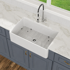 Logmey 33" Farmhouse Kitchen Sink White Workstation Fireclay Apron Front Farm Sink Undermount 33" x 20" x 10" Single Bowl White Ceramic Sinks for Countryside Classic Style