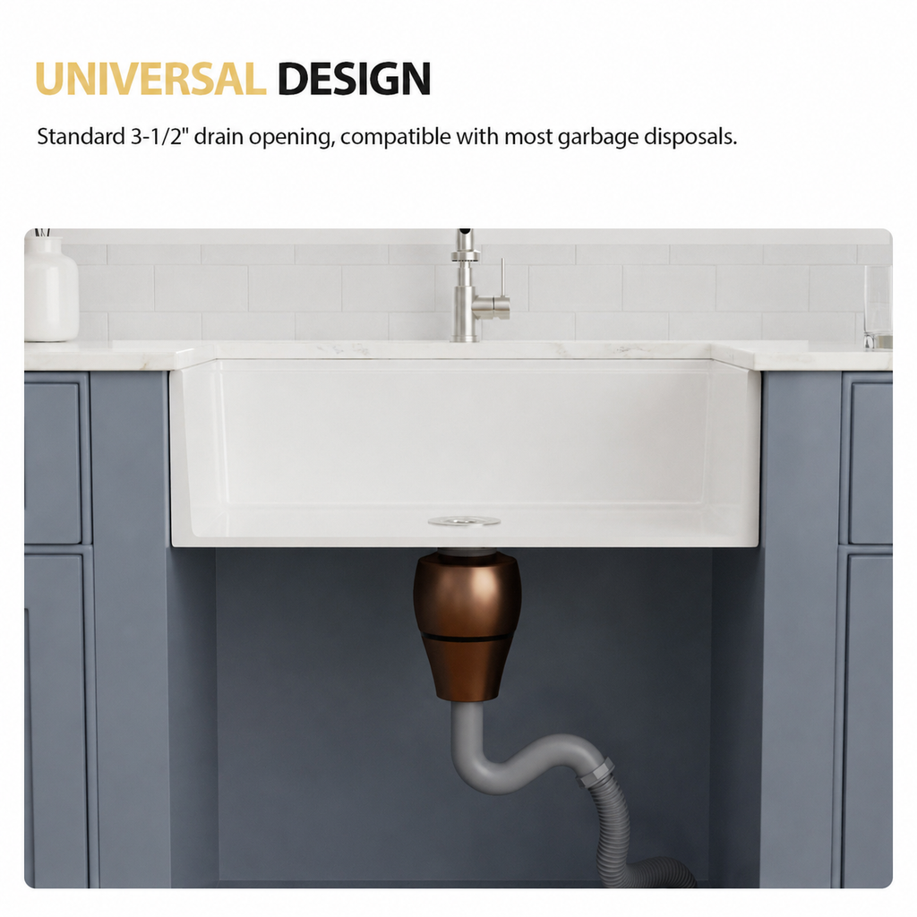 Logmey 33" Farmhouse Kitchen Sink White Workstation Fireclay Apron Front Farm Sink Undermount 33" x 20" x 10" Single Bowl White Ceramic Sinks for Countryside Classic Style