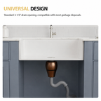 Logmey 33" Farmhouse Kitchen Sink White Workstation Fireclay Apron Front Farm Sink Undermount 33" x 20" x 10" Single Bowl White Ceramic Sinks for Countryside Classic Style