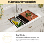 Logmey 30 Inch Low-Divide Workstation Undermount Kitchen Sink 50/50 Double Sink