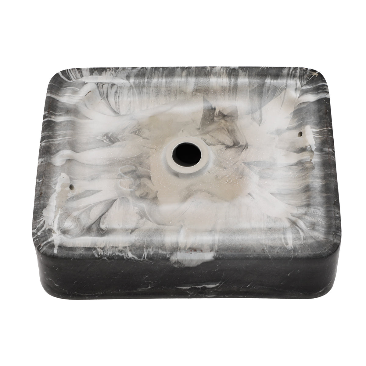 Logmey 19'' x 15'' Black Marble Rectangular Vessel Sink