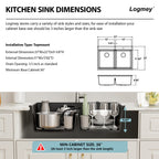 Logmey 33x19 Seamless Black Quartz Culinary Workstation Kitchen Sink Combo