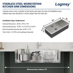 Logmey 36'' Undermount Workstation Kitchen Sink