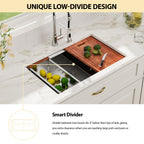 Logmey 30 x 19 Undermount 60/40 Double Bowl Workstation Kitchen Sink