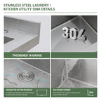 Logmey 36'' x 21'' Freestanding Stainless Steel Single Bowl Utility Sink