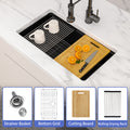 Logmey 32 Inch Black Quartz Composite Kitchen Sink, Undermount Single Bowl Workstation Sink with Drying Rack & Bamboo Cutting Board