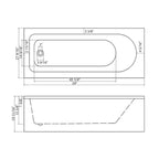 Alcove Soaking Skirt Bathtub with Overflow and Drain