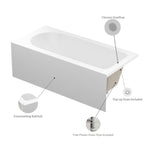 Alcove Soaking Skirt Bathtub with Overflow and Drain