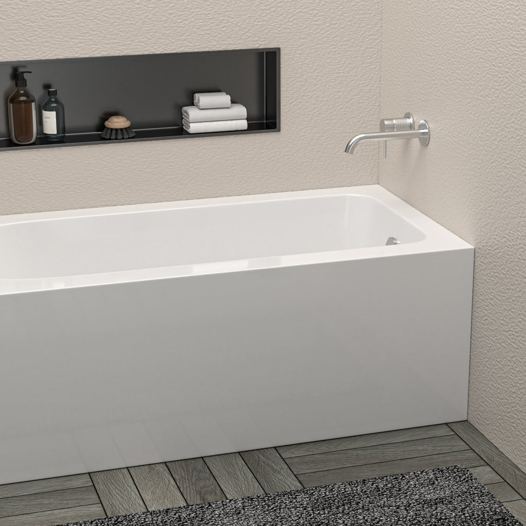 Alcove Soaking Skirt Bathtub with Overflow and Drain