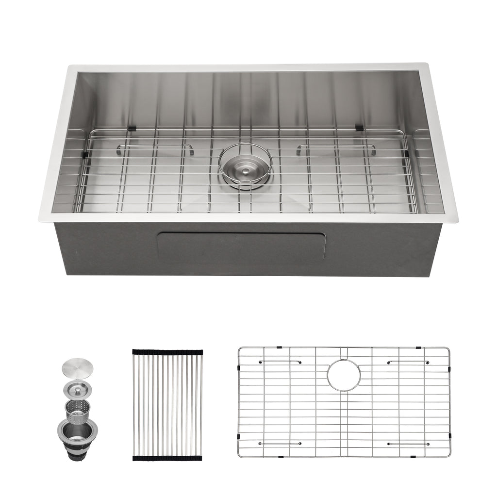 Logmey 32 Inch 16 Gauge Stainless Steel Undermount Kitchen Sink