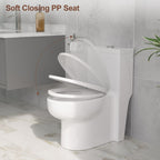 One-Piece Modern Toilet, Comfortable Seat Height Toilet with Dual-Flush Fully Glazed (Seat Included)