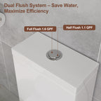 One-Piece Modern Toilet, Comfortable Seat Height Toilet with Dual-Flush Fully Glazed (Seat Included)