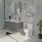 One-Piece Modern Toilet, Comfortable Seat Height Toilet with Dual-Flush Fully Glazed (Seat Included)