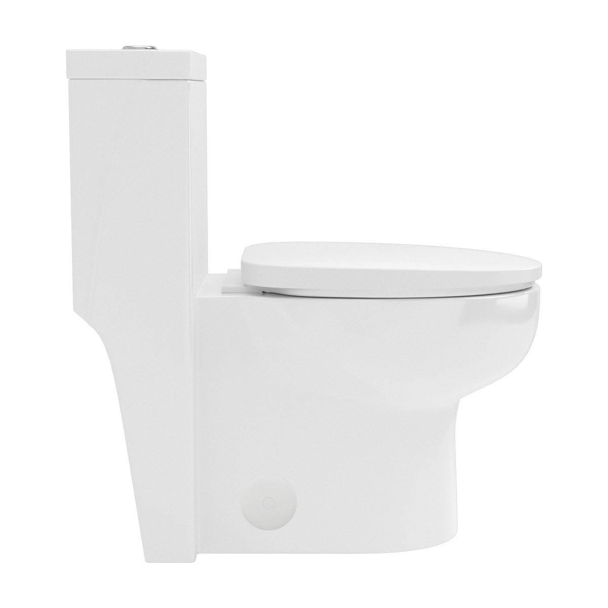 One-Piece Modern Toilet, Comfortable Seat Height Toilet with Dual-Flush Fully Glazed (Seat Included)