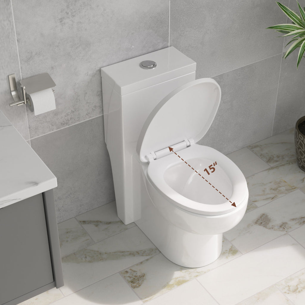 One-Piece Modern Toilet, Comfortable Seat Height Toilet with Dual-Flush Fully Glazed (Seat Included)