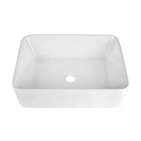 Logmey 19 In Bathroom Vessel Sink Rectangular - 19x15 Inch Rectangle Modern Sink White Porcelain Ceramic Bathroom Sinks Above Counter Lavatory Vanity Sink Art Basin