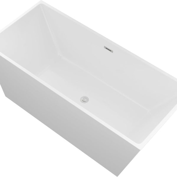 Logmey Modern White Rectangular Acrylic Freestanding Bathtub