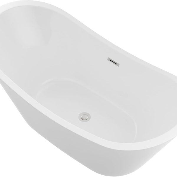 Logmey Modern White Dual-Back Acrylic Freestanding Bathtub