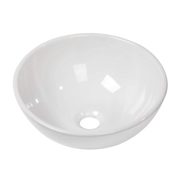 Round Vessel Sink - Logmey 13"x13" Round Shape Vessel Sink Modern Above Counter White Porcelain Ceramic Bathroom Lavatory Vanity Vessel Sink Art Basin