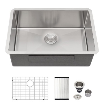 Logmey 28x18 Inch Undermount Single Bowl Stainless Steel Kitchen Sink