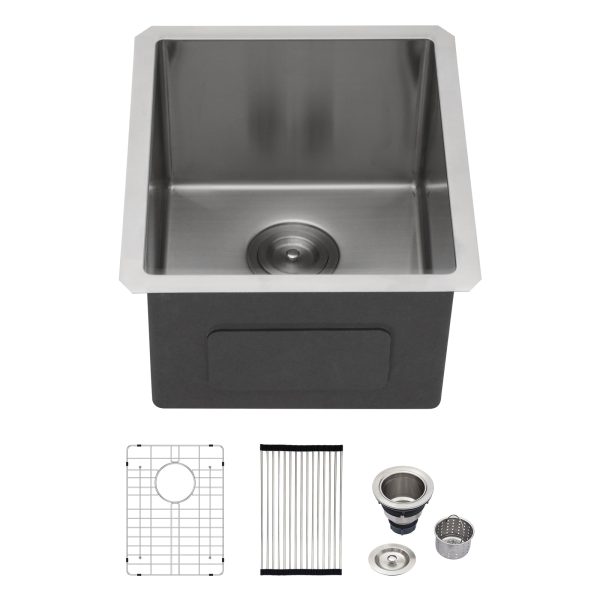 Logmey 14 Inch Bar Sink - 14x18 In Handmade Stainless Steel Undermount Sink Bar Prep Sink RV Sink 16 Gauge Stainless Steel Kitchen Sink Single Bowl Small Sink